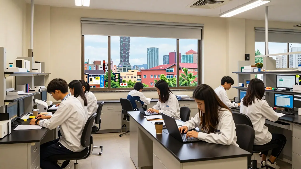Sinh viên ngành điều dưỡng thực hành kỹ năng chăm sóc tại phòng mô phỏng ở Đài Loan