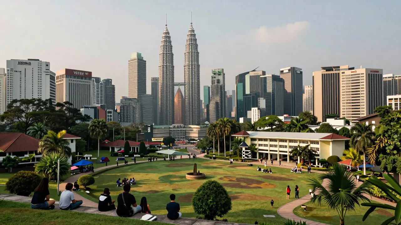 Nhóm học sinh trong lớp dự bị đại học Foundation lắng nghe giảng viên tại một trường ở Malaysia