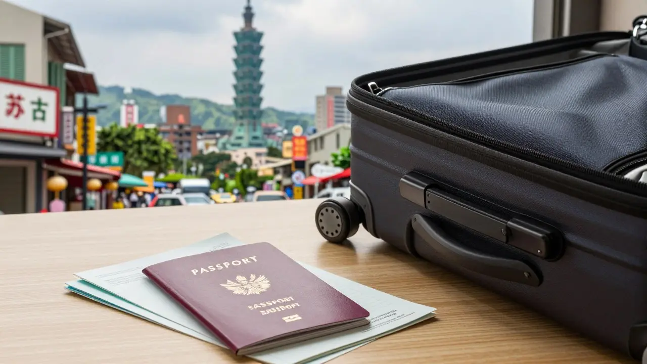 Hộ chiếu và hồ sơ xin thị thực du học Đài Loan trên bàn làm việc